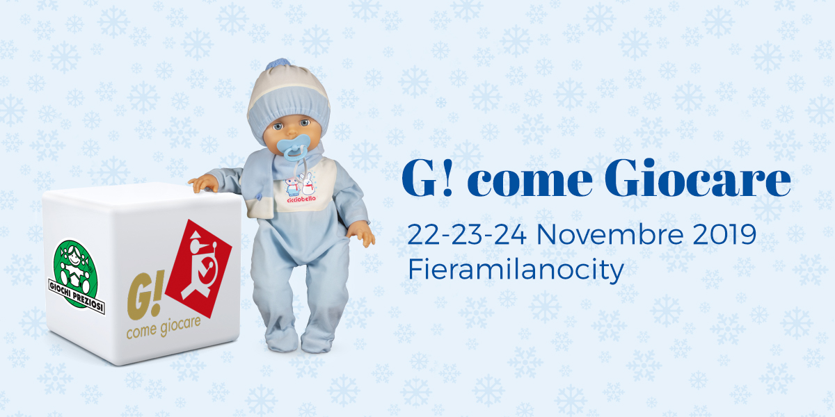 GCOMEGIOCARE-BLOG Ciccobello con il logo di G! come giocare ti da appuntamento in fiera dal 22 al 24 novembre 2019