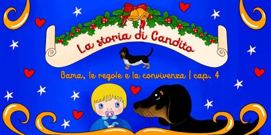 Candito racconta a Cicciobello Bua le regole e la convivenza con gli altri cagnolini a casa di Pam