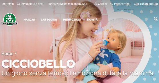 Home page della sezione Cicciobello sull'e-commerce di Giochi preziosi